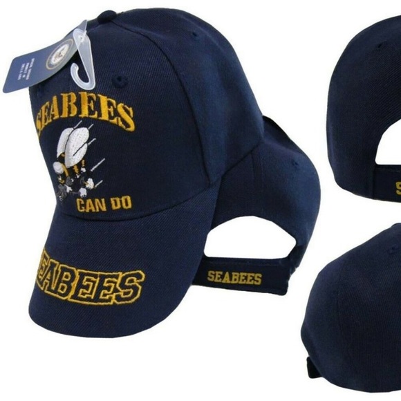 Seabees U.S. Navy USN "Can Do" Navy Blue Embroider - Picture 3 of 6